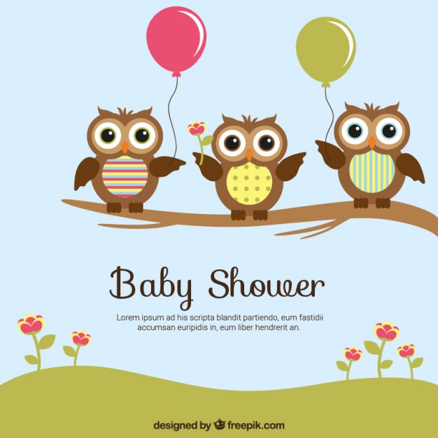 Download Baby Shower Card with Cute Owls Free Vector