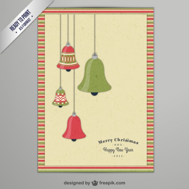 Cmyk Christmas Card With Bells Free Vector