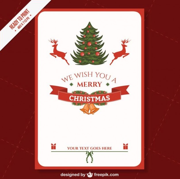 Cmyk Printable Christmas Card Template Free Vector