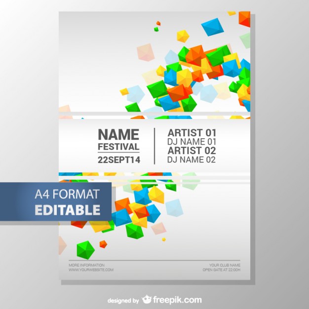 Colorful Geometric Editable Poster Template Free Vector