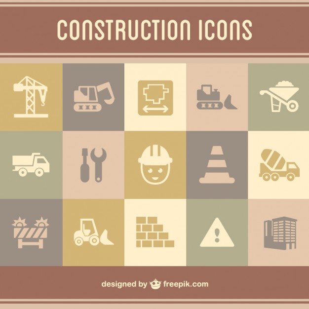 Construction Flat Icons Set Free Vector