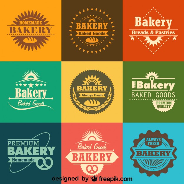 Retro Bakery Logos And Badges Collection Free Vector