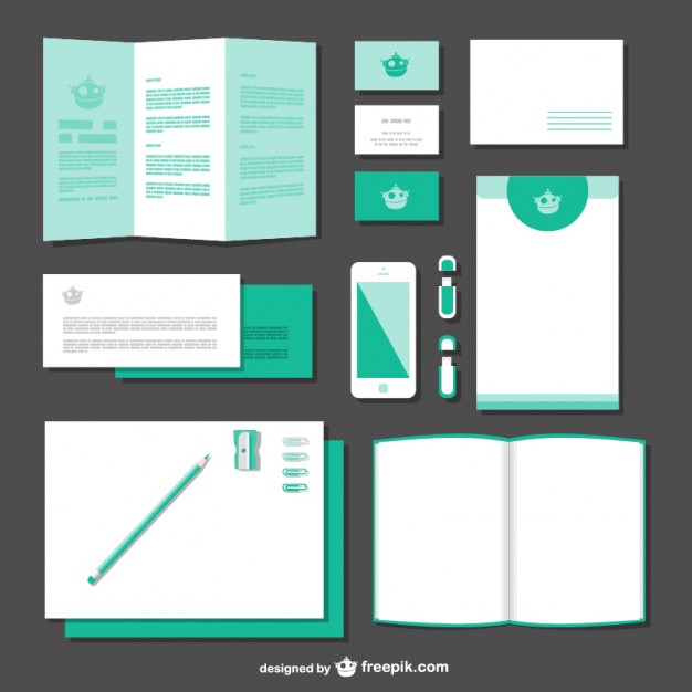 Download White And Green Branding Mock Up Free Vector