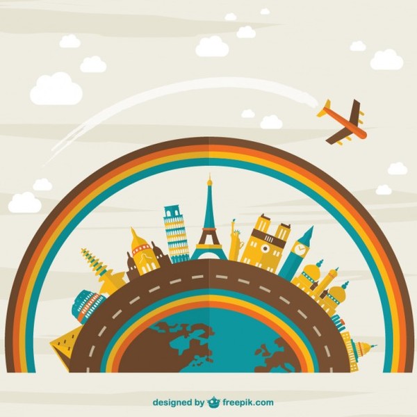 Travel Background Flat Graphics Free Vector