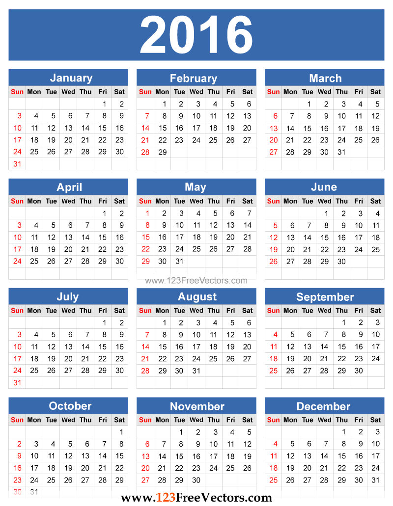 Free Marketing Calendar Template 2016 from files.123freevectors.com