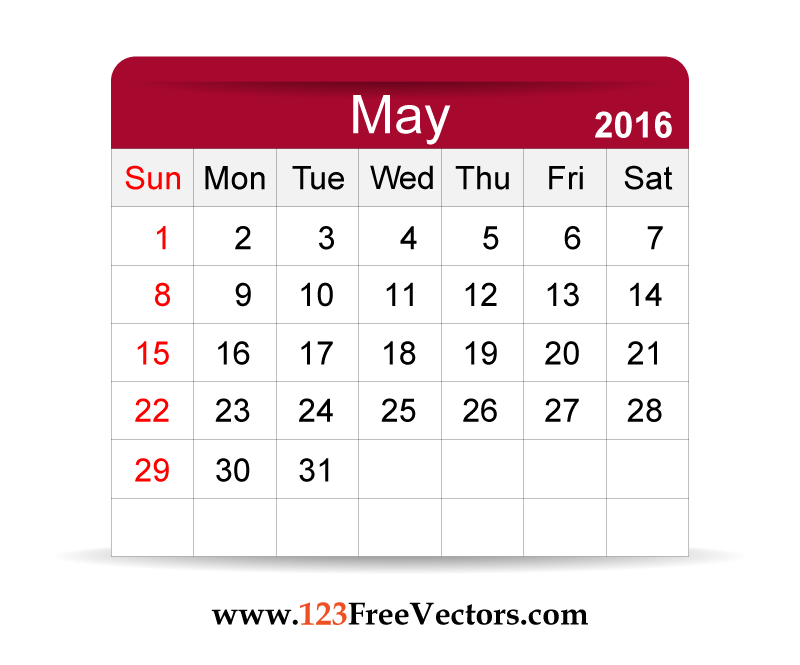 May Calendar Template 2016 from files.123freevectors.com