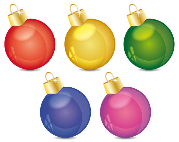 Shiny Christmas Ball Ornaments Free Vector