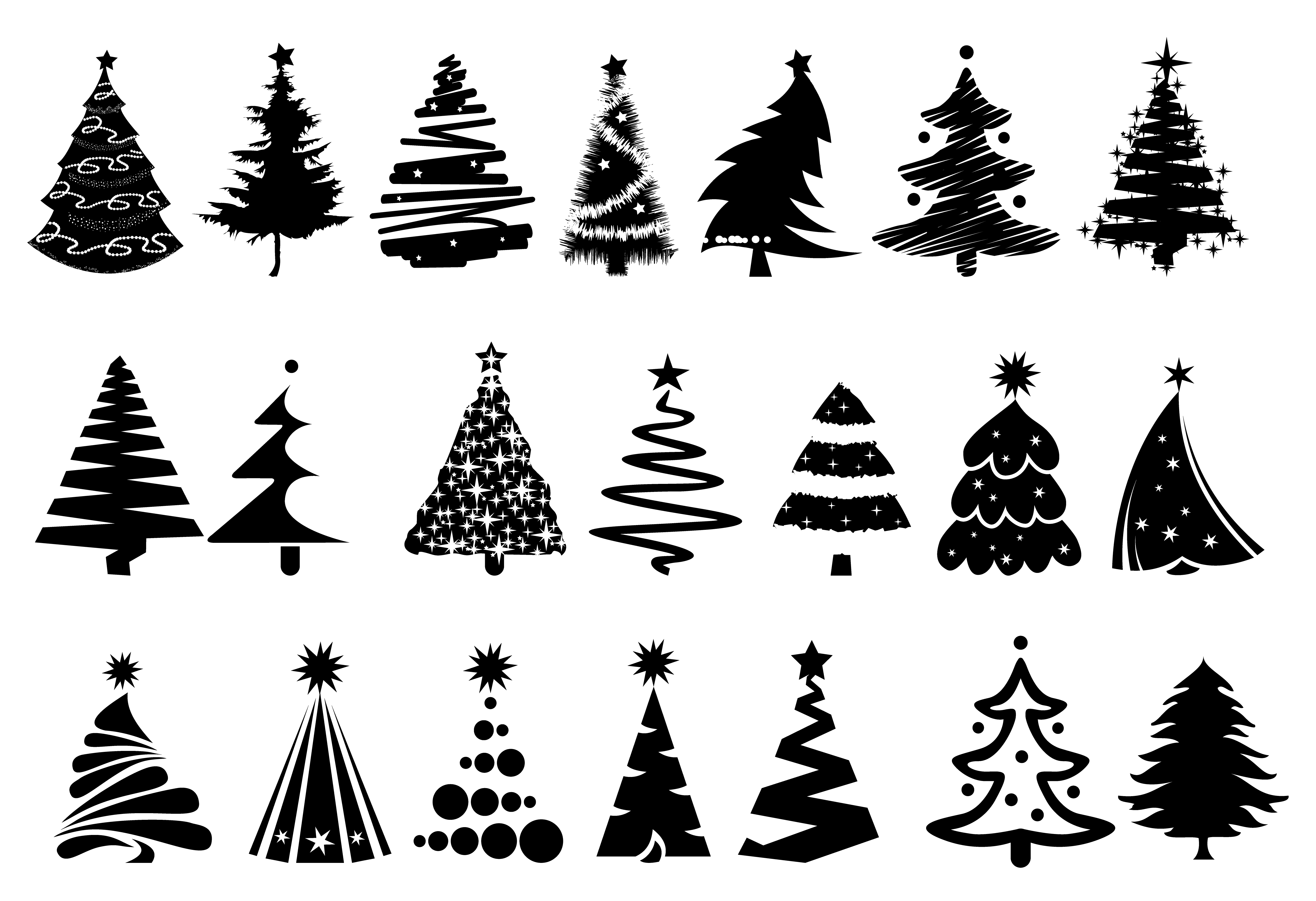 Free Vector Christmas Tree Silhouettes