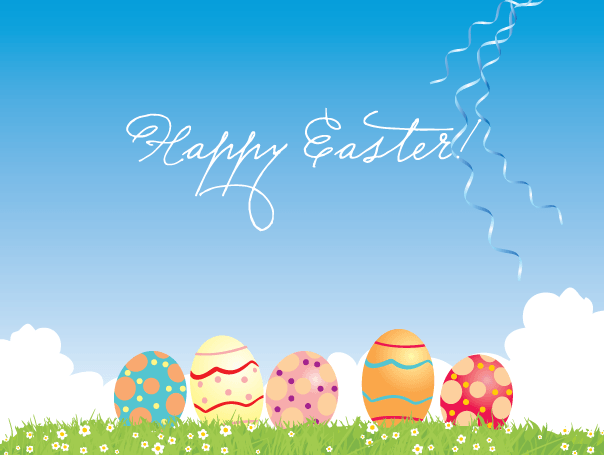 Happy Easter Card Vector Background with Colorful Eggs