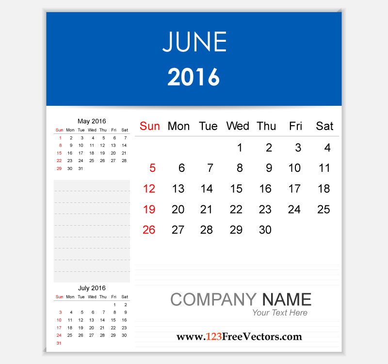 Editable Calendar June 16
