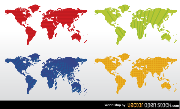 Color World Map Vector Free