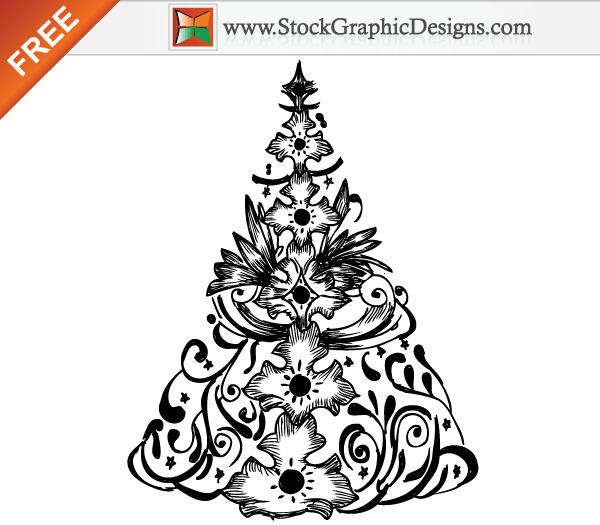 Christmas floral tree letter l Royalty Free Vector Image
