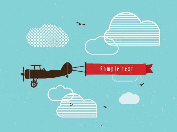 Download Vintage Airplane Banner Free Vector
