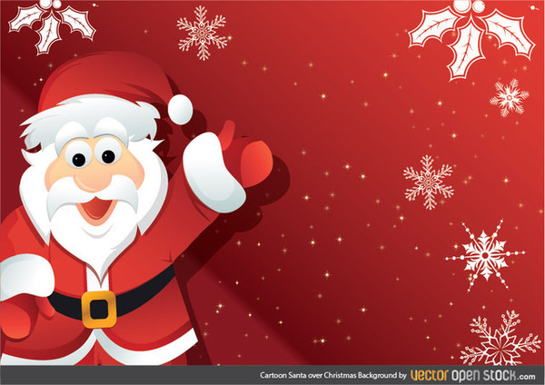 Cartoon Santa Over Christmas Background Free Vector